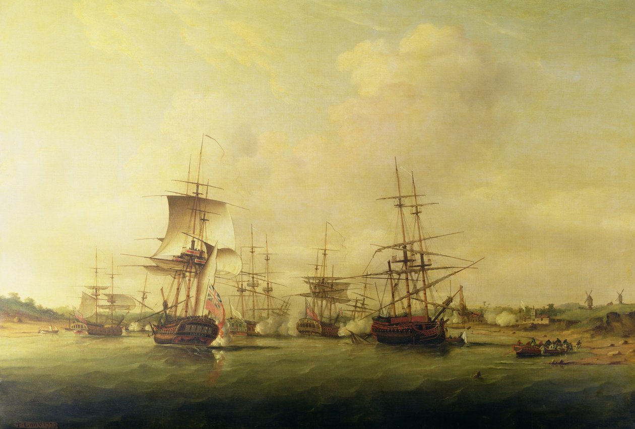 Toiminta Ranskan rannikolla, 13. toukokuuta 1779 tekijältä Thomas Luny