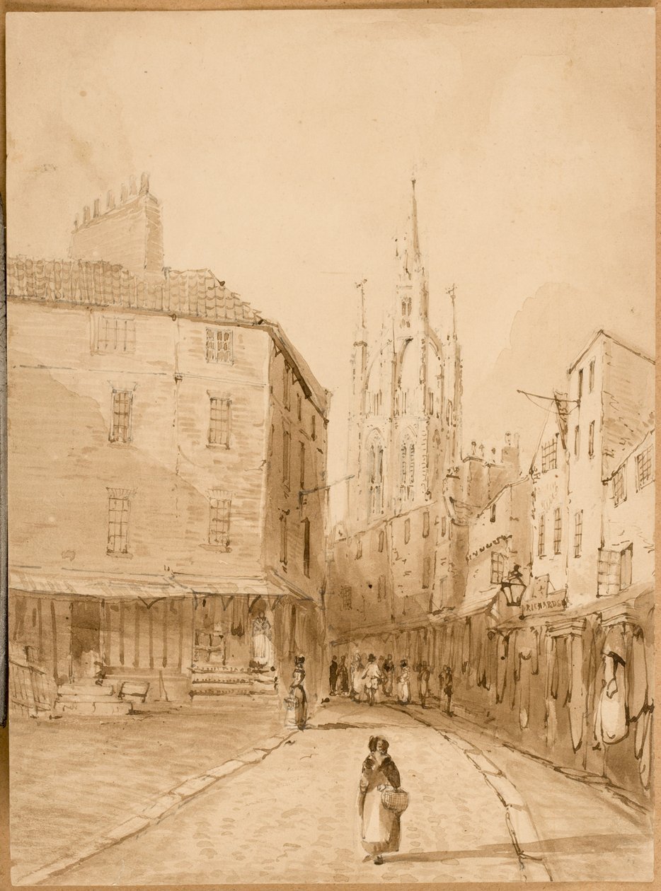 Castle Garth, Newcastle upon Tyne (muste ja kynä paperilla) tekijältä Thomas Miles Richardson