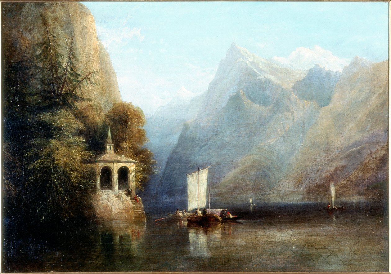 Luzernjärvi ja William Tellin kappeli, 1844 tekijältä Thomas Miles Richardson