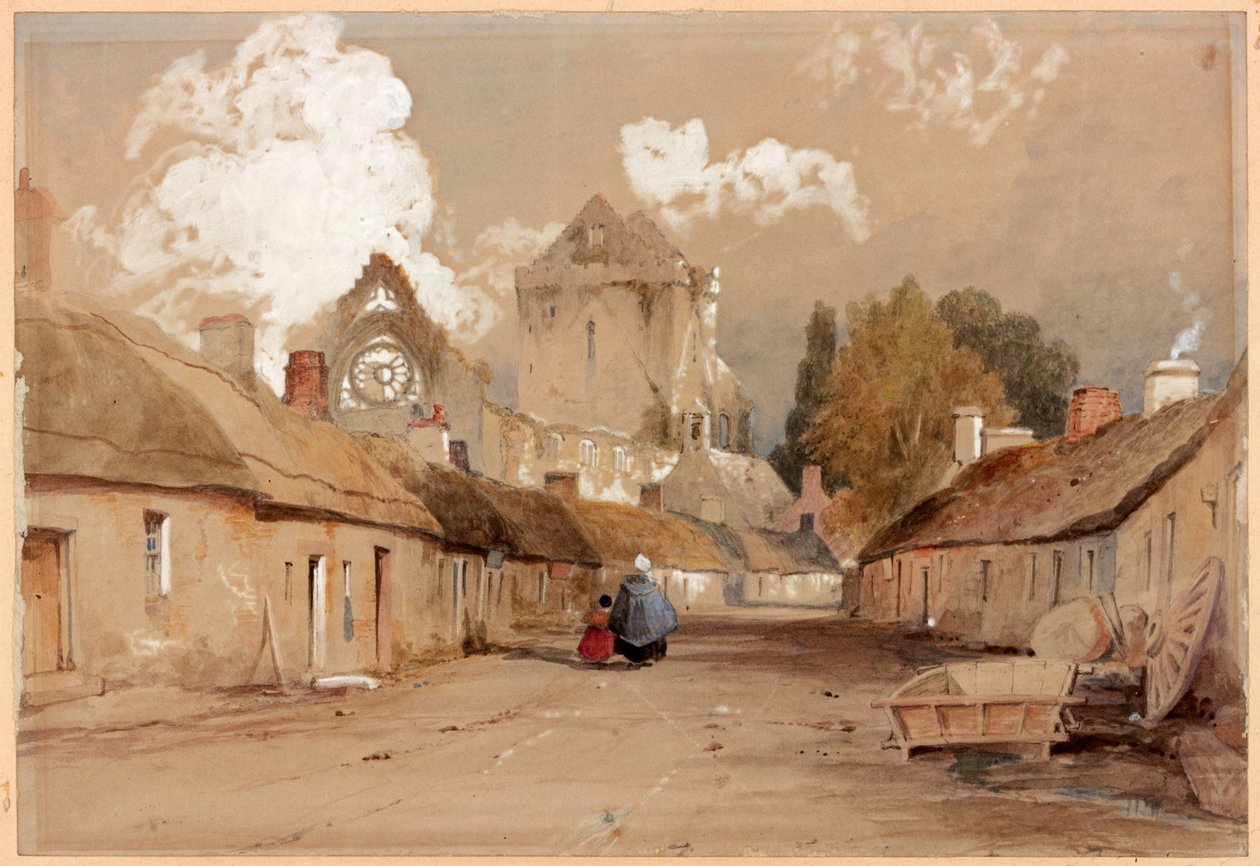 Sweetheart Abbey, Kirkcudbright (kynä ja akvarelli paperille) tekijältä Thomas Miles Richardson