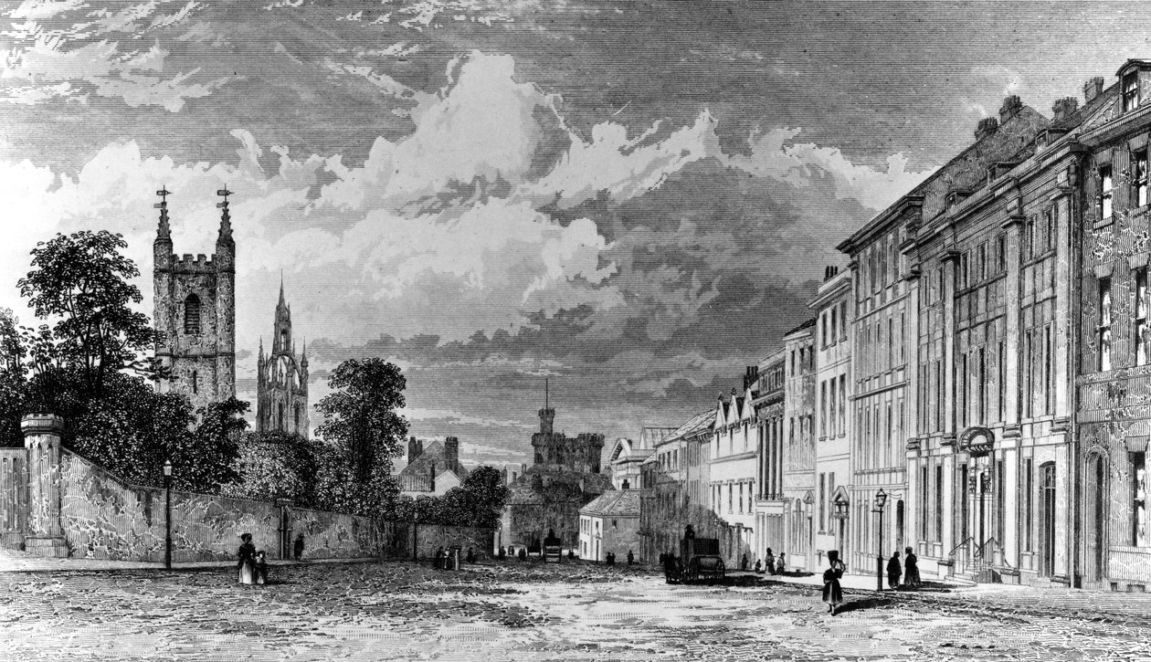 Westgate Street, Newcastle-upon-Tyne, kaiverrus William Collard, 1842 tekijältä Thomas Miles Richardson