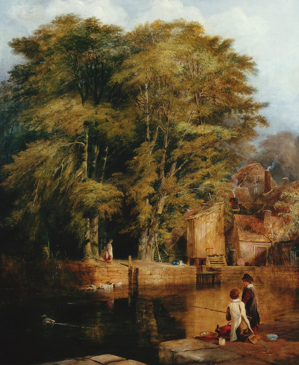 Nuoret kalastajat, Barras Bridge tekijältä Thomas Miles Richardson