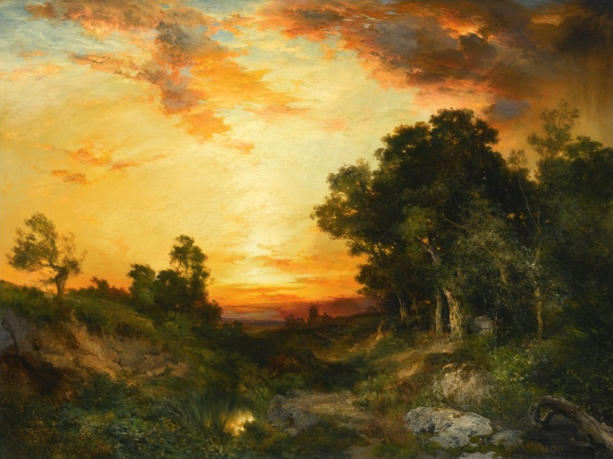 Auringonlasku, Amagansett tekijältä Thomas Moran