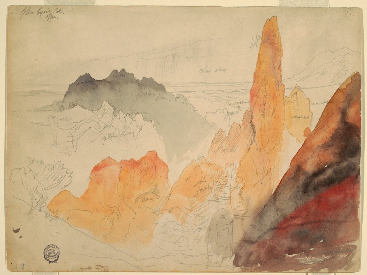 Piirustus, Glen Eyrie, Colorado, 1892 tekijältä Thomas Moran