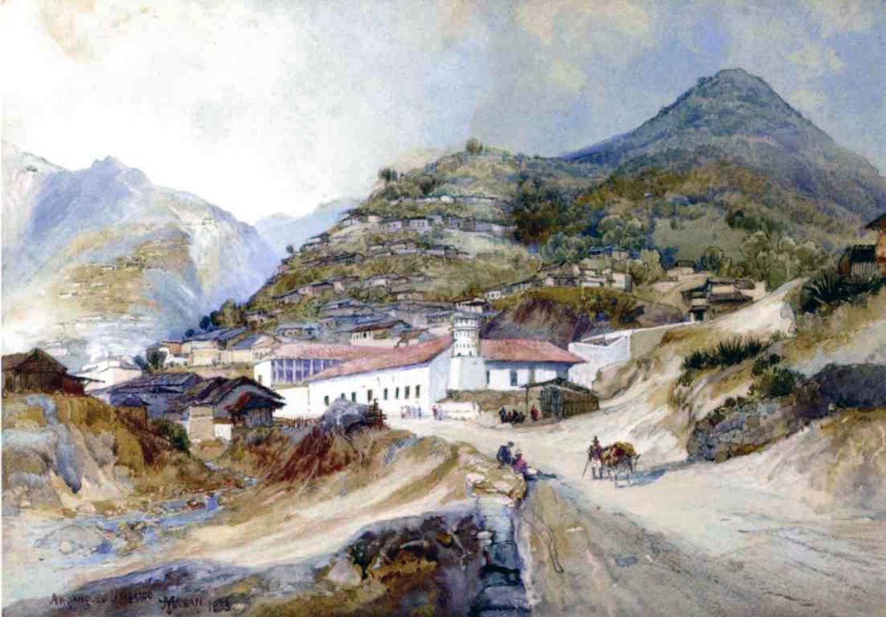 Angangueon kylä, Meksiko, 1883 tekijältä Thomas Moran