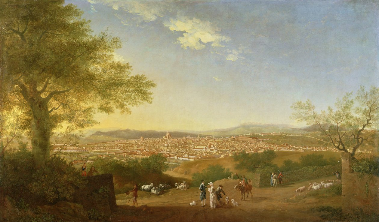 Panoraamanäkymä Firenzeen Bellosguardosta, 1775 tekijältä Thomas Patch