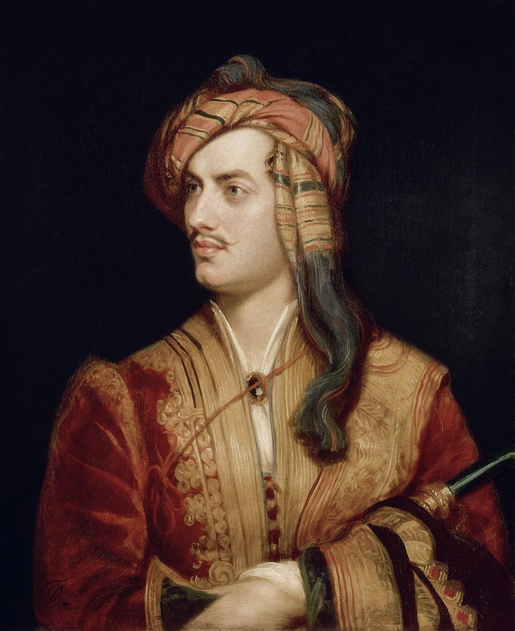 George Gordonin (1788-1824) muotokuva Rochdalen kuudennesta paronista Byronista albanialaisessa mekossa, 1813 tekijältä Thomas Phillips