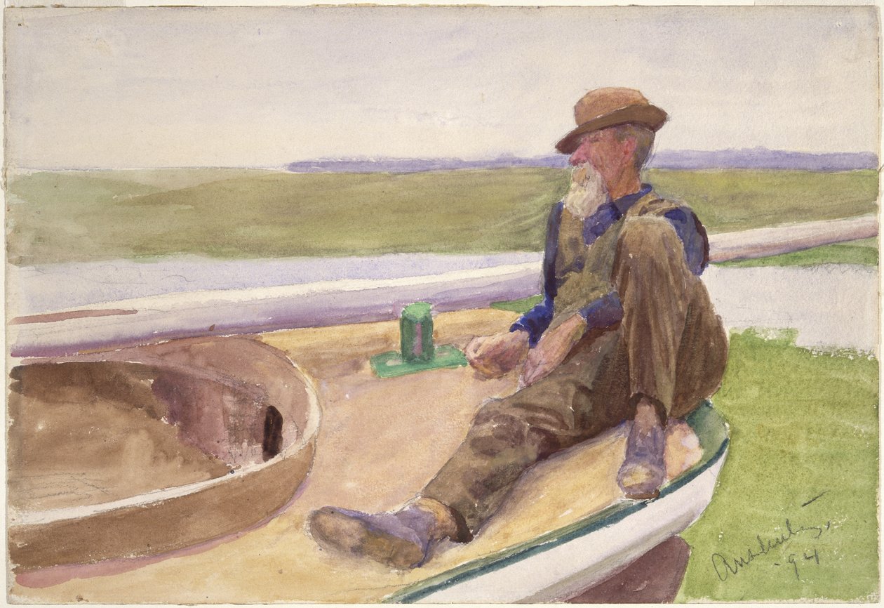 Mies veneessä, 1894 (wc paperilla) tekijältä Thomas Pollock Anschutz