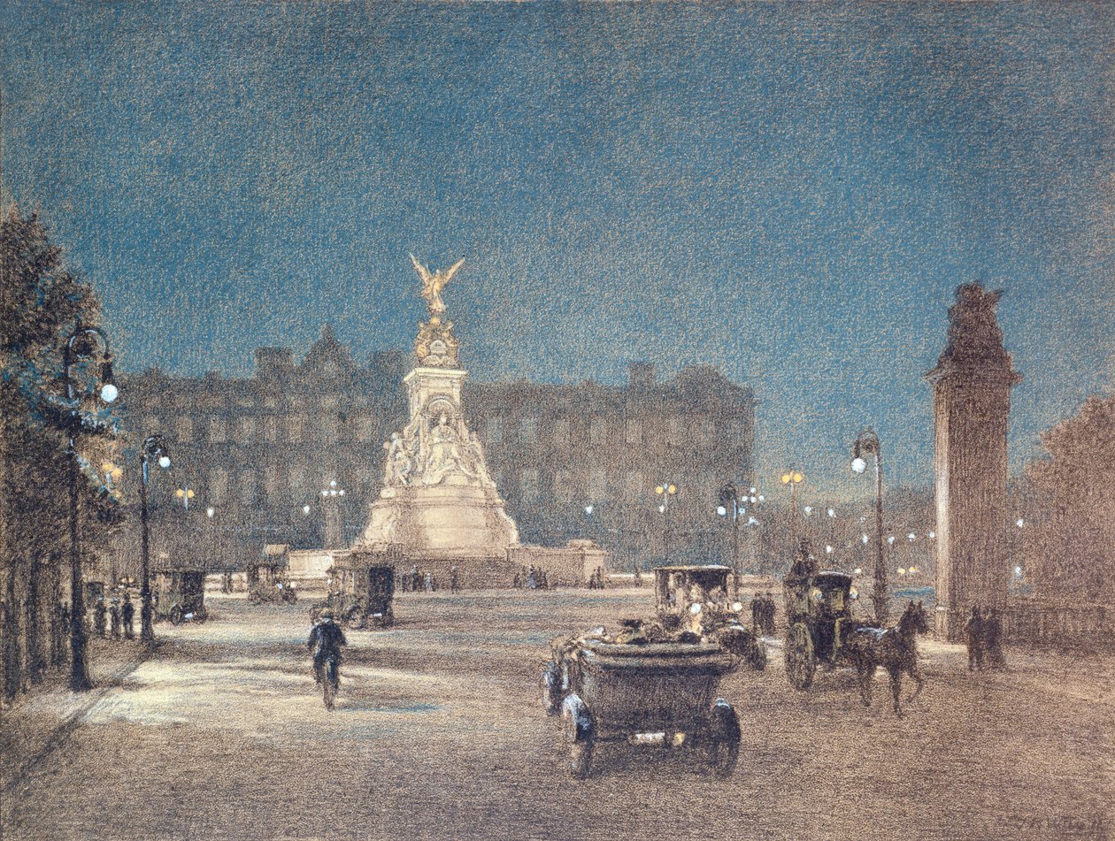Näkymä Buckinghamin palatsista, julkaisija W.M. Power, 1912. tekijältä Thomas Robert Way