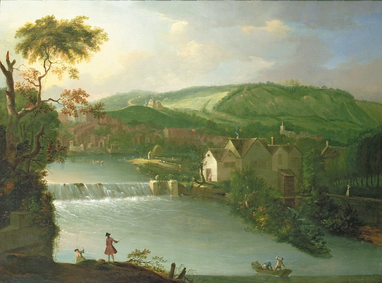 Näkymä Abbey Mill ja Weir Avon-joella, Bath tekijältä Thomas Ross