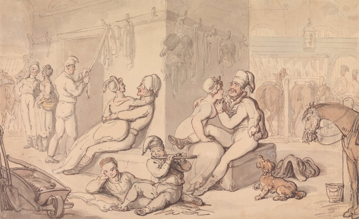 Ratsuväen kasarmi tekijältä Thomas Rowlandson