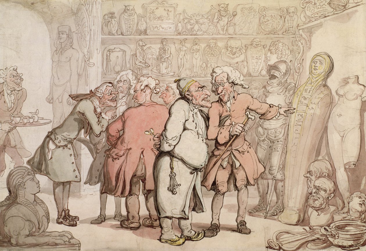 Ryhmä antiikkiesineitä, n. 1805 (kynä ja muste wc:llä paperilla) tekijältä Thomas Rowlandson