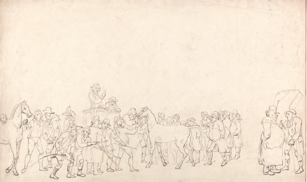 Hevosen myynti Hopkinss -arkistossa (An outline) tekijältä Thomas Rowlandson
