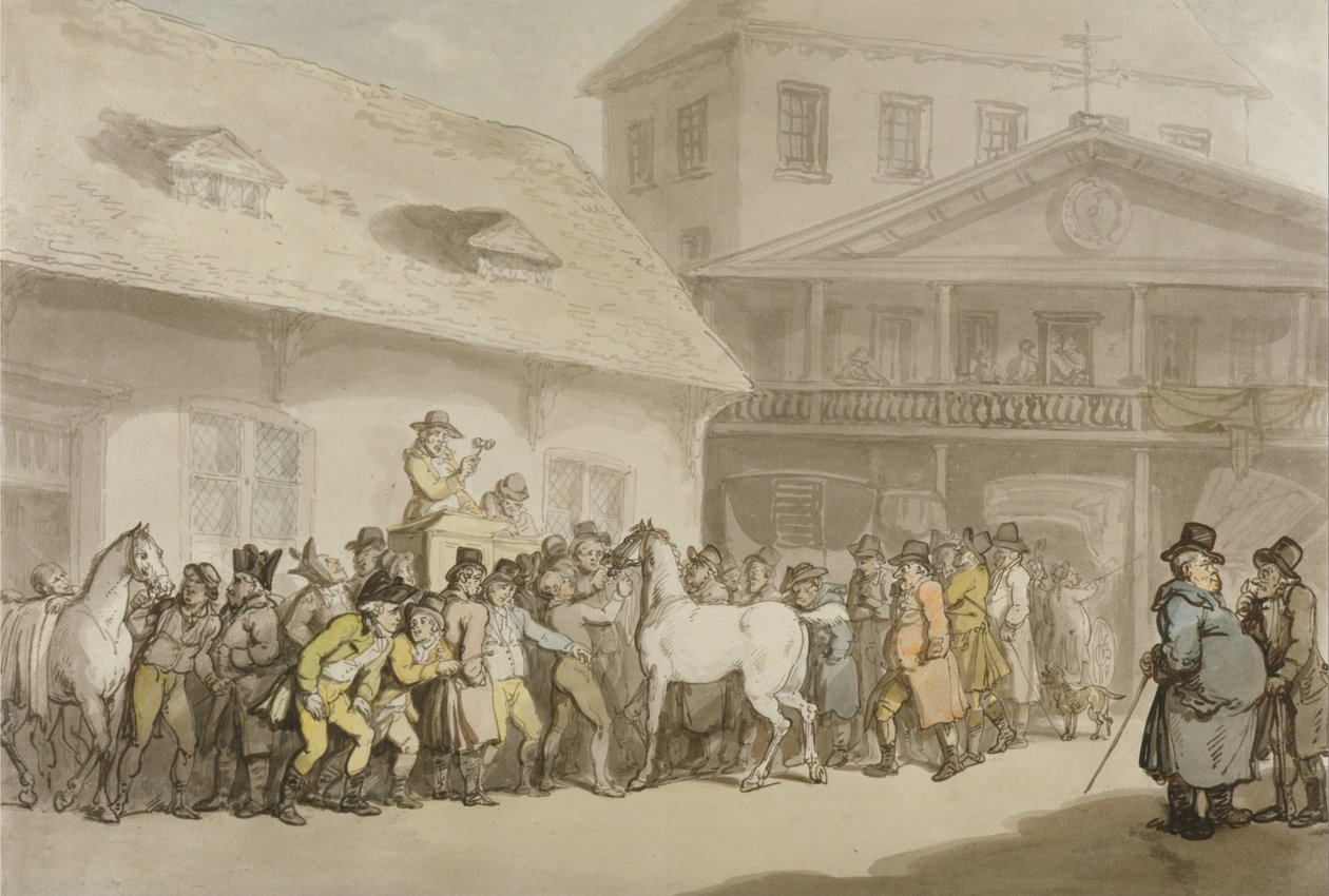 Hevosen myynti Hopkinss -arkistossa, Barbicanissa tekijältä Thomas Rowlandson