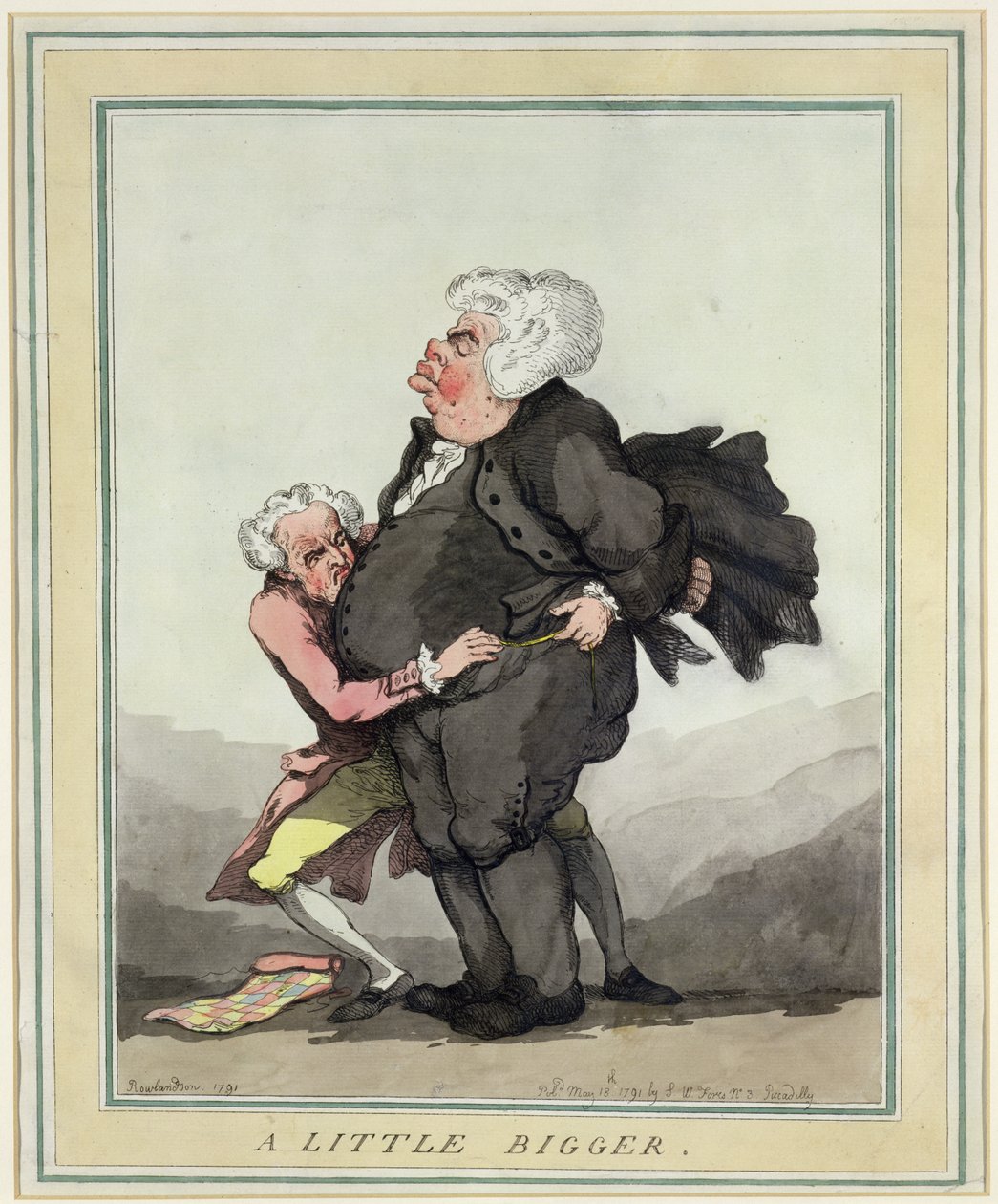 Vähän isompi, pubi. kirjoittanut S.W. Fores, 1791 (värillinen etsaus) (pari 125715) tekijältä Thomas Rowlandson