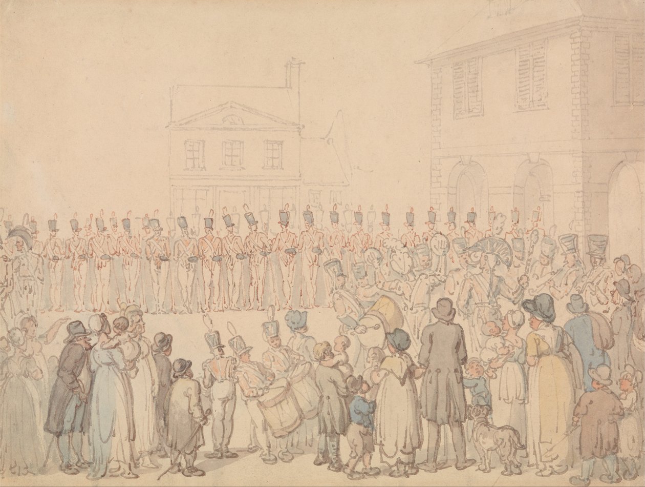 Katsaus Northamptonin miliisiin Brackleyssä tekijältä Thomas Rowlandson