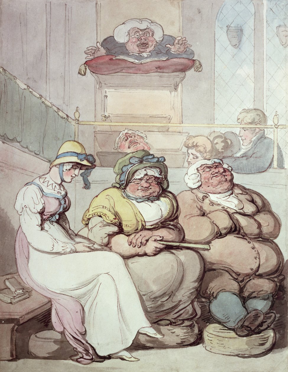 Uninen seurakunta (muste ja wc paperilla) tekijältä Thomas Rowlandson