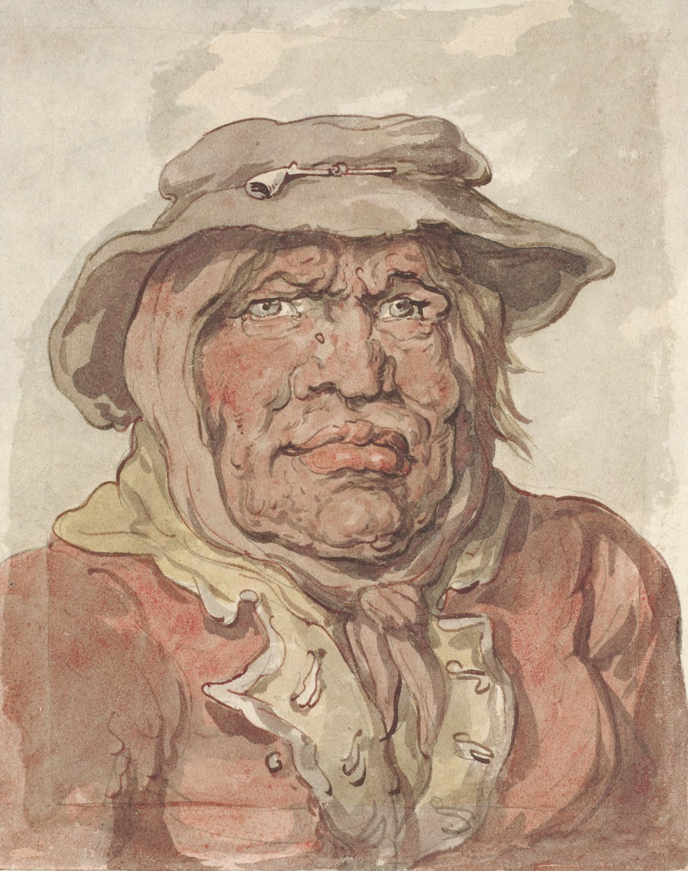 Sotilaan leski, 1815-20 (akvarelli kynällä ja musteella sangviinipesulla ja grafiitti kudospaperilla) tekijältä Thomas Rowlandson