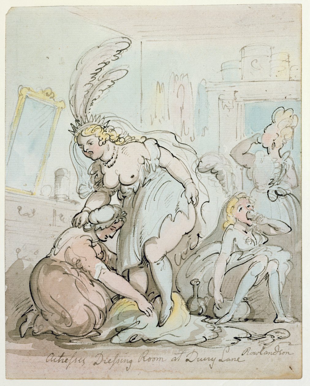 Näyttelijöiden pukuhuone Drury Lanessa (kynä ja muste ja wc paperilla) tekijältä Thomas Rowlandson