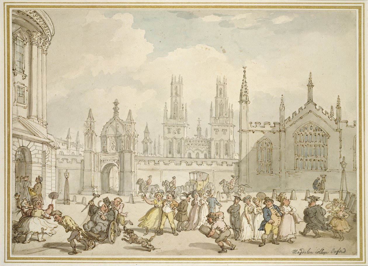 All Souls College, Oxford tai Radcliffe Square, Oxford, 1800-luku tekijältä Thomas Rowlandson