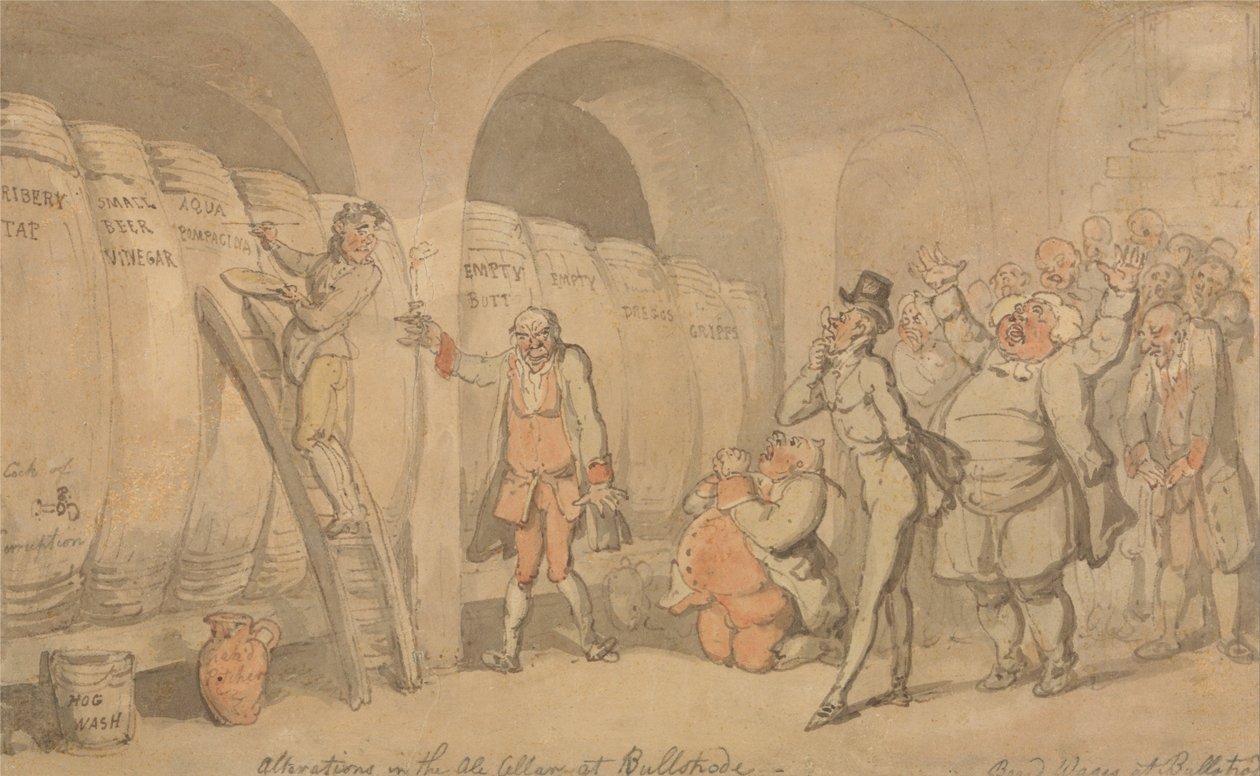Muutoksia Bulstroden Ale -kellarissa tekijältä Thomas Rowlandson