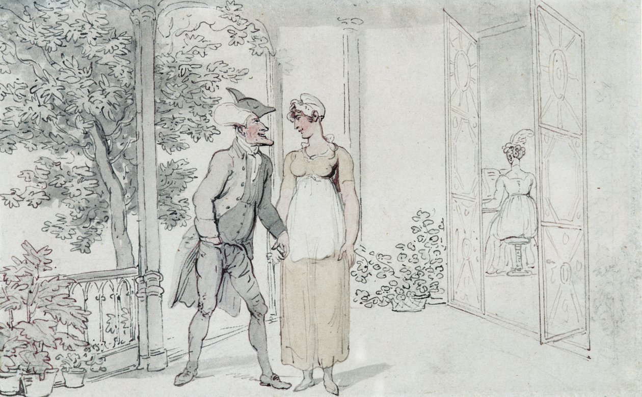 Amorous Attentions, n. 1800 tekijältä Thomas Rowlandson