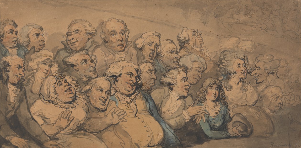 Yleisö Drury Lane -teatterissa tekijältä Thomas Rowlandson