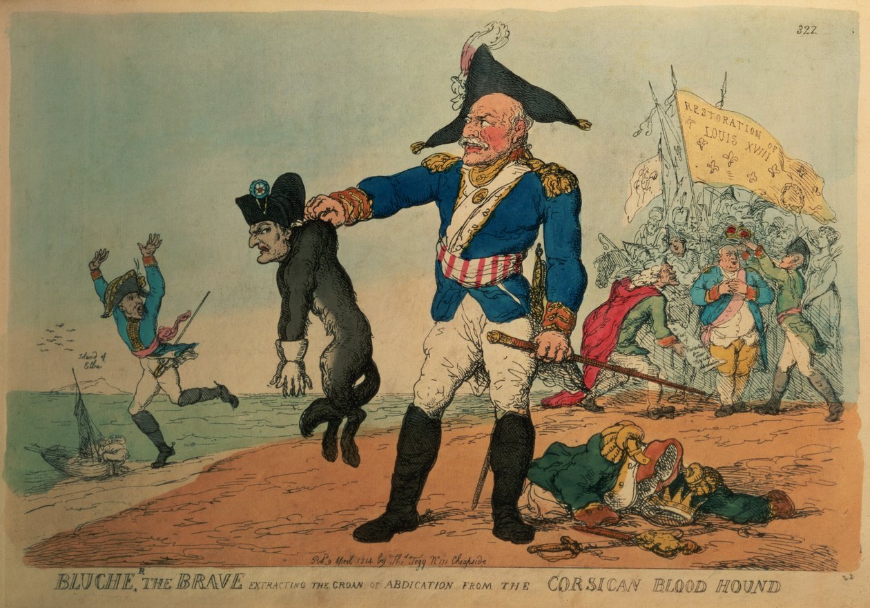 Blucher the Brave (1742-1819): Napoleonin korsikan verikoiran luopumisen huokauksen poistaminen, tekijältä Thomas Rowlandson