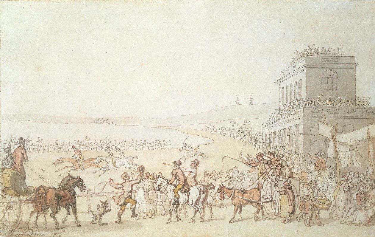 Brighton Races, 1816 (kynä, wc ja kynä paperille) tekijältä Thomas Rowlandson