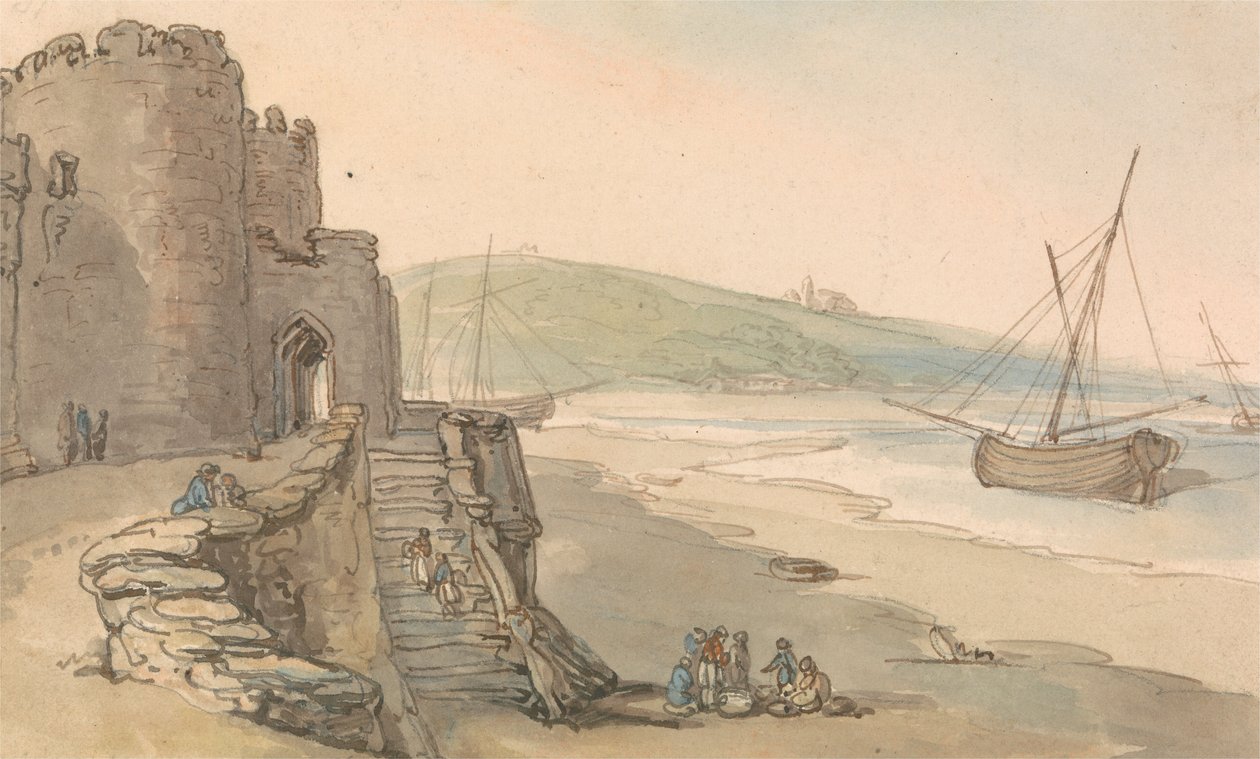 Caernarvonin linna, sisäänkäynti torniin tekijältä Thomas Rowlandson