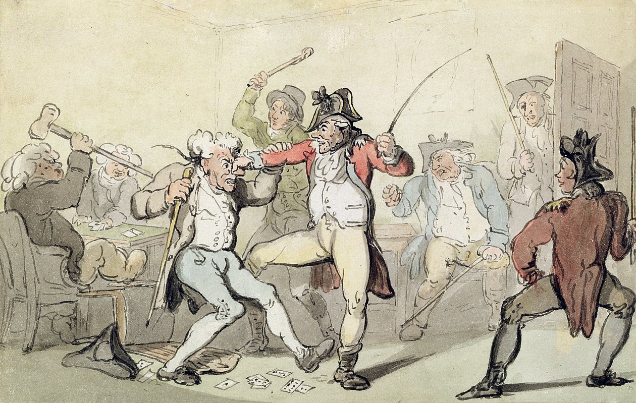Huijaaminen korteilla (wc kynällä ja musteella paperilla) tekijältä Thomas Rowlandson