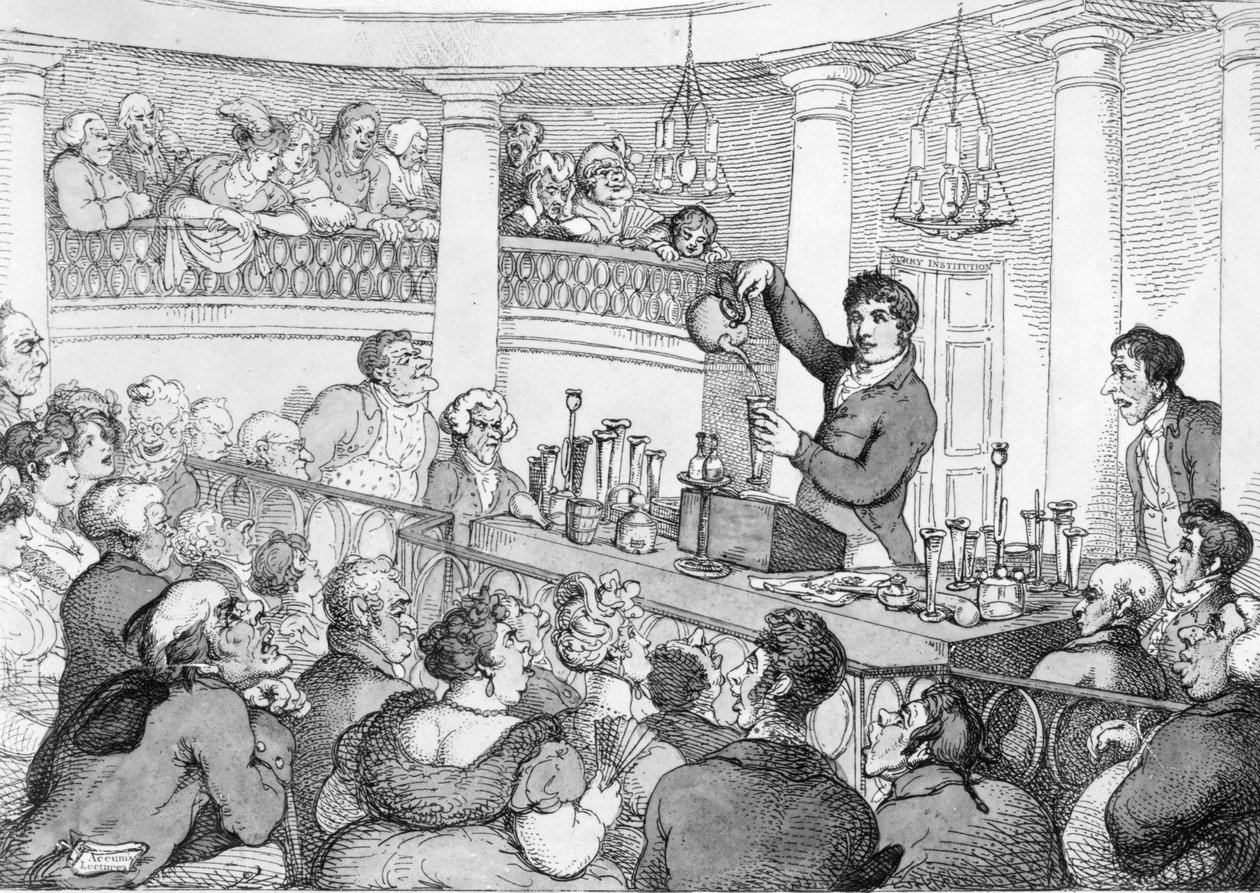 Kemialliset luennot, noin 1809 tekijältä Thomas Rowlandson