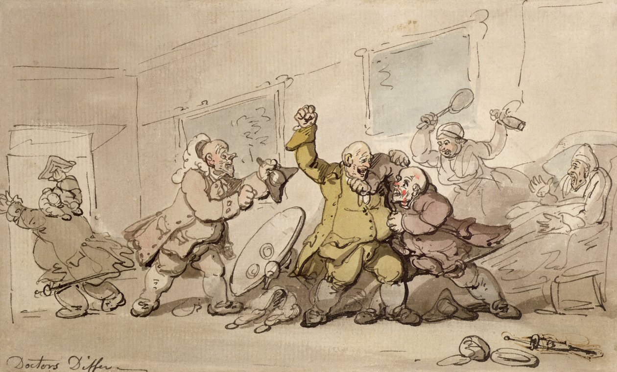 Doctors Differ (kynä ja muste ja wc paperilla) tekijältä Thomas Rowlandson
