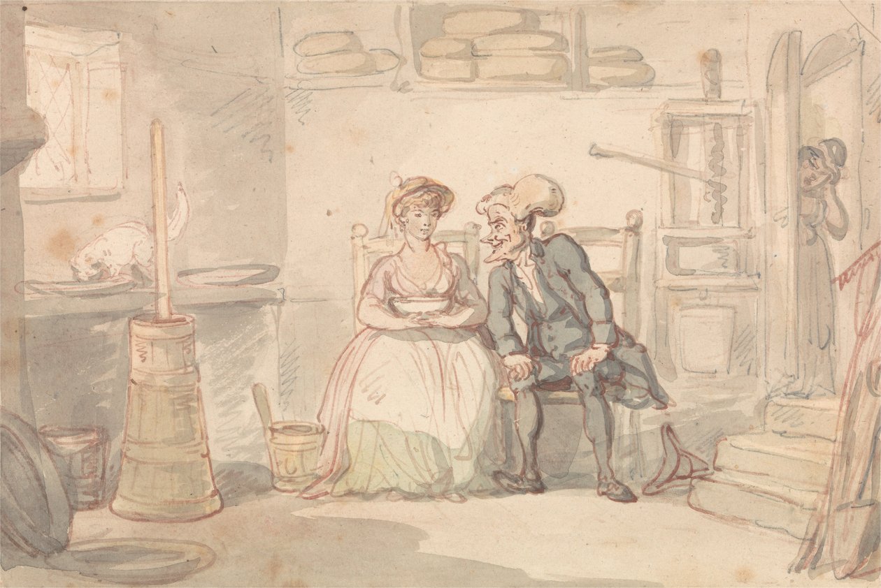 Tohtori Syntaksi ja Dairymaid tekijältä Thomas Rowlandson