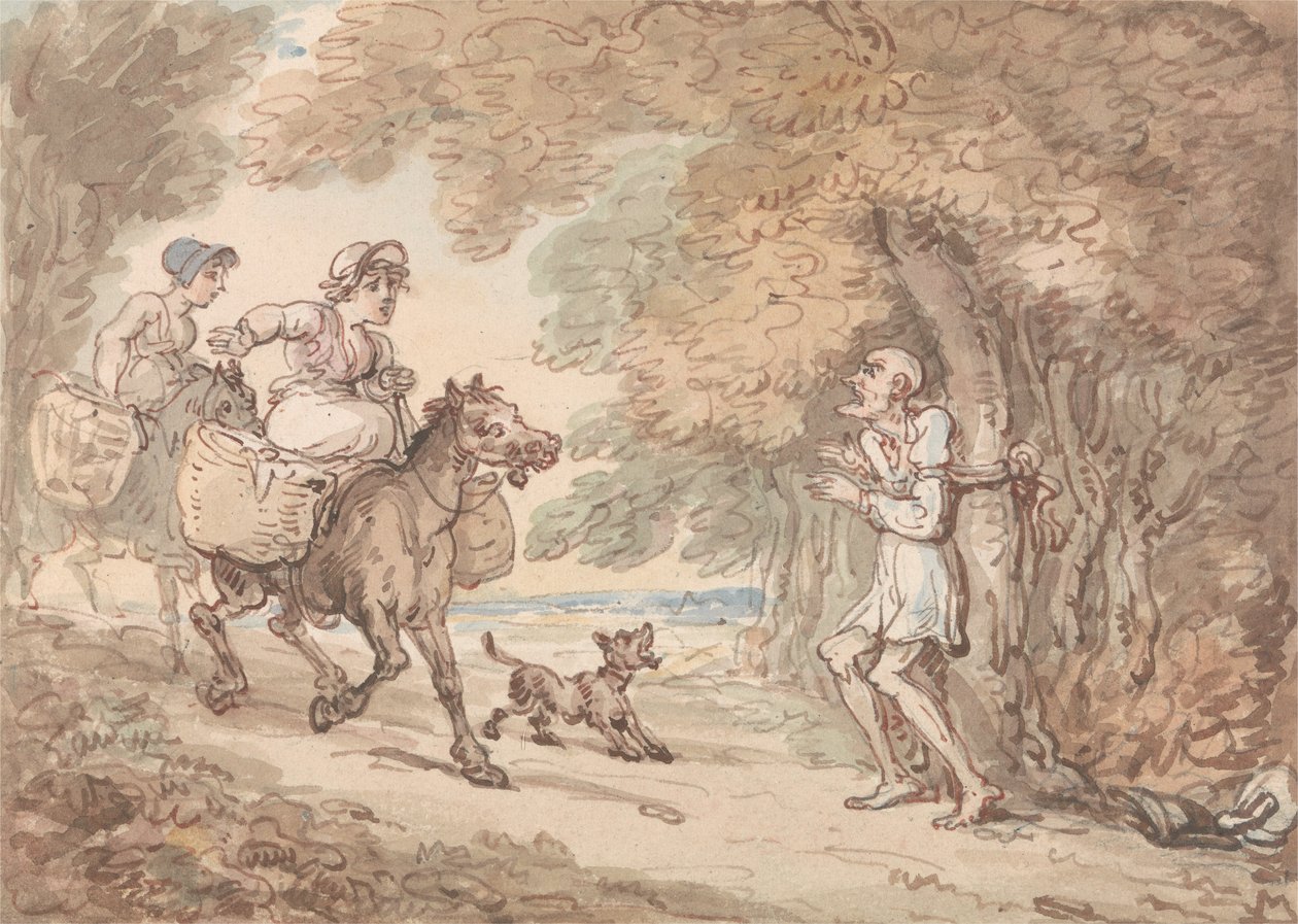 Highwaymenin tohtori syntaksi sidottu puuhun tekijältä Thomas Rowlandson