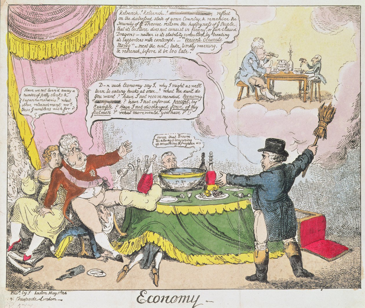 "Economy", julkaisija Johnston, Lontoo, toukokuu 1816 tekijältä Thomas Rowlandson