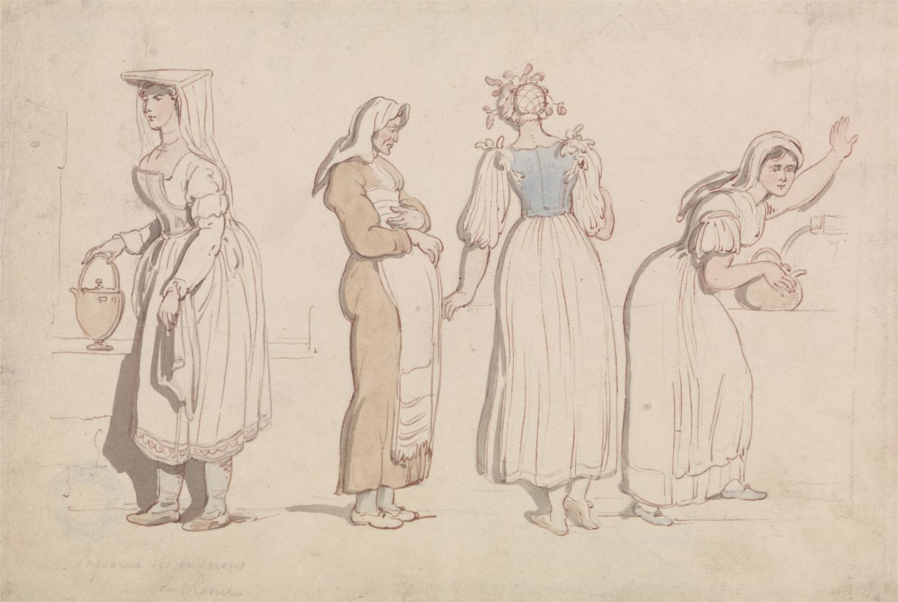 Neljä naista kaivossa Roomassa tekijältä Thomas Rowlandson