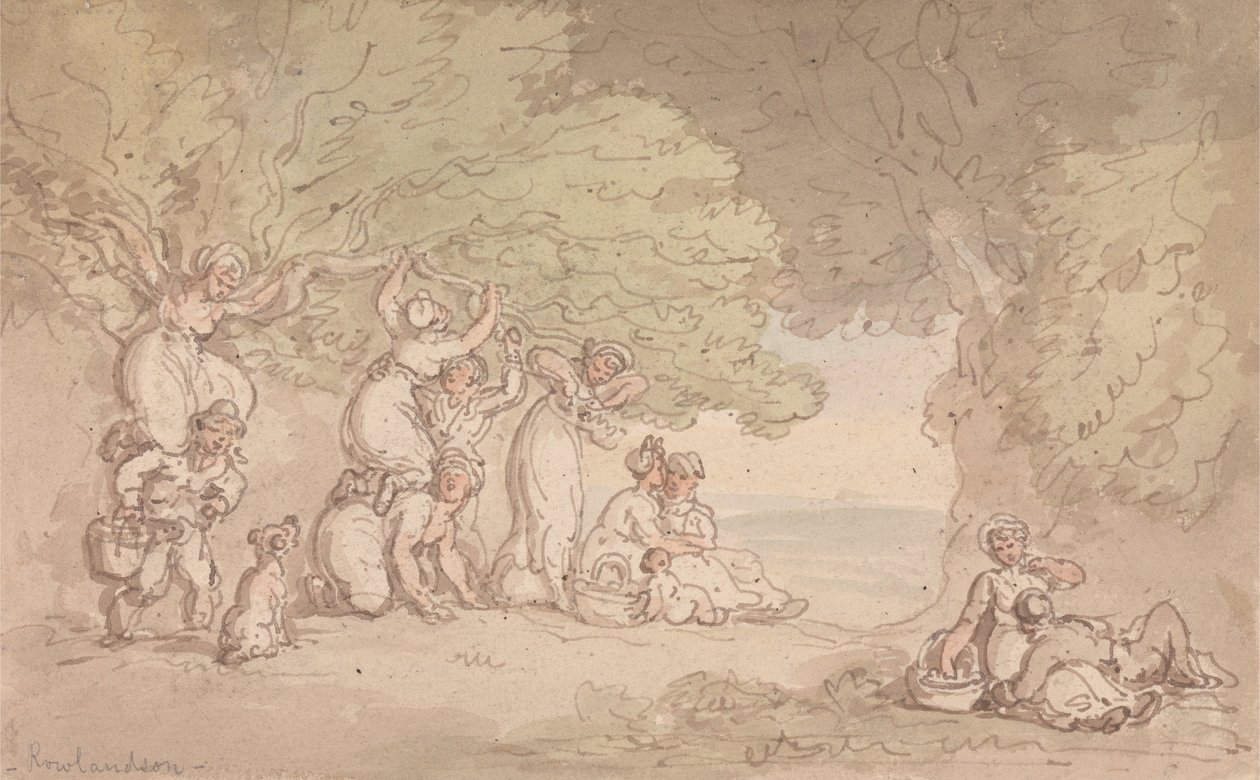 Hedelmien ja pähkinöiden poiminta tekijältä Thomas Rowlandson