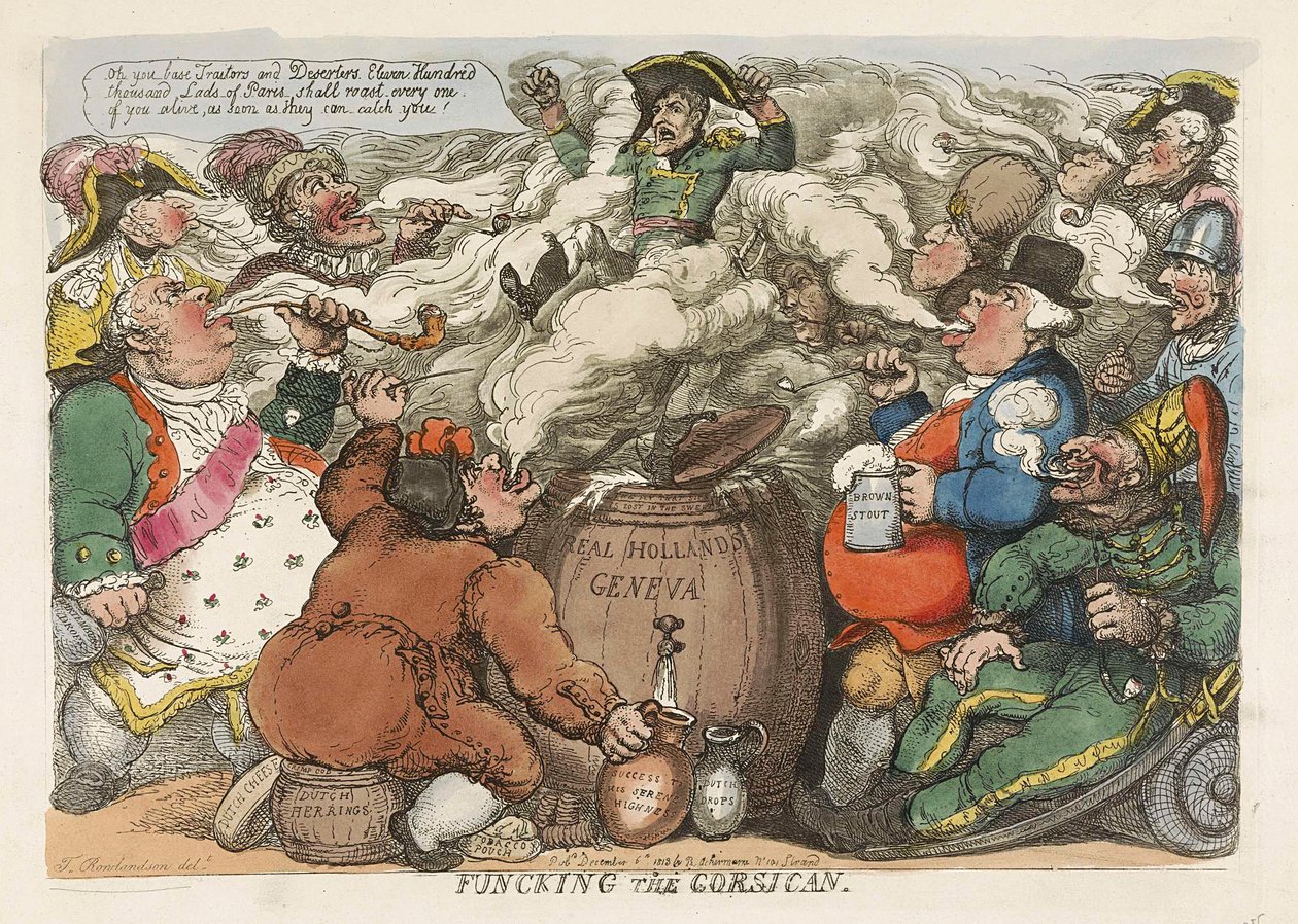 Hauskaa korsikalaista, pubi. 1813 (käsinvärinen kaiverrus) tekijältä Thomas Rowlandson