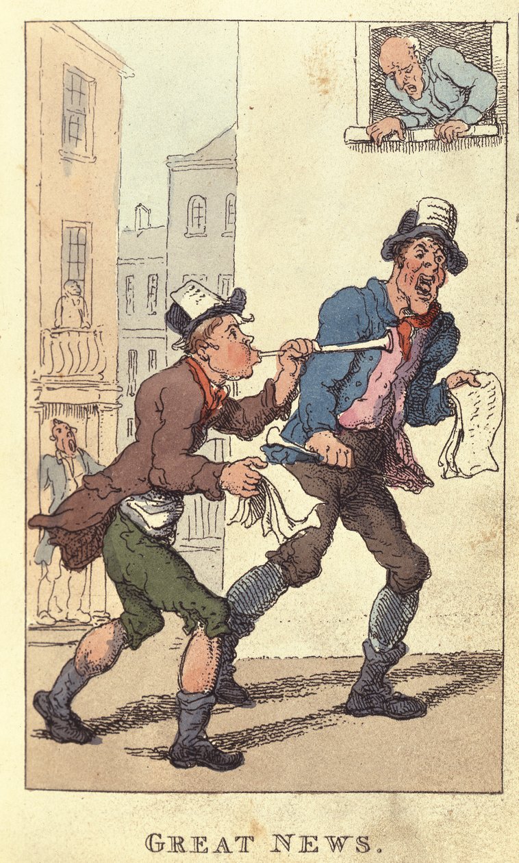 Suuri uutinen, 1820 tekijältä Thomas Rowlandson