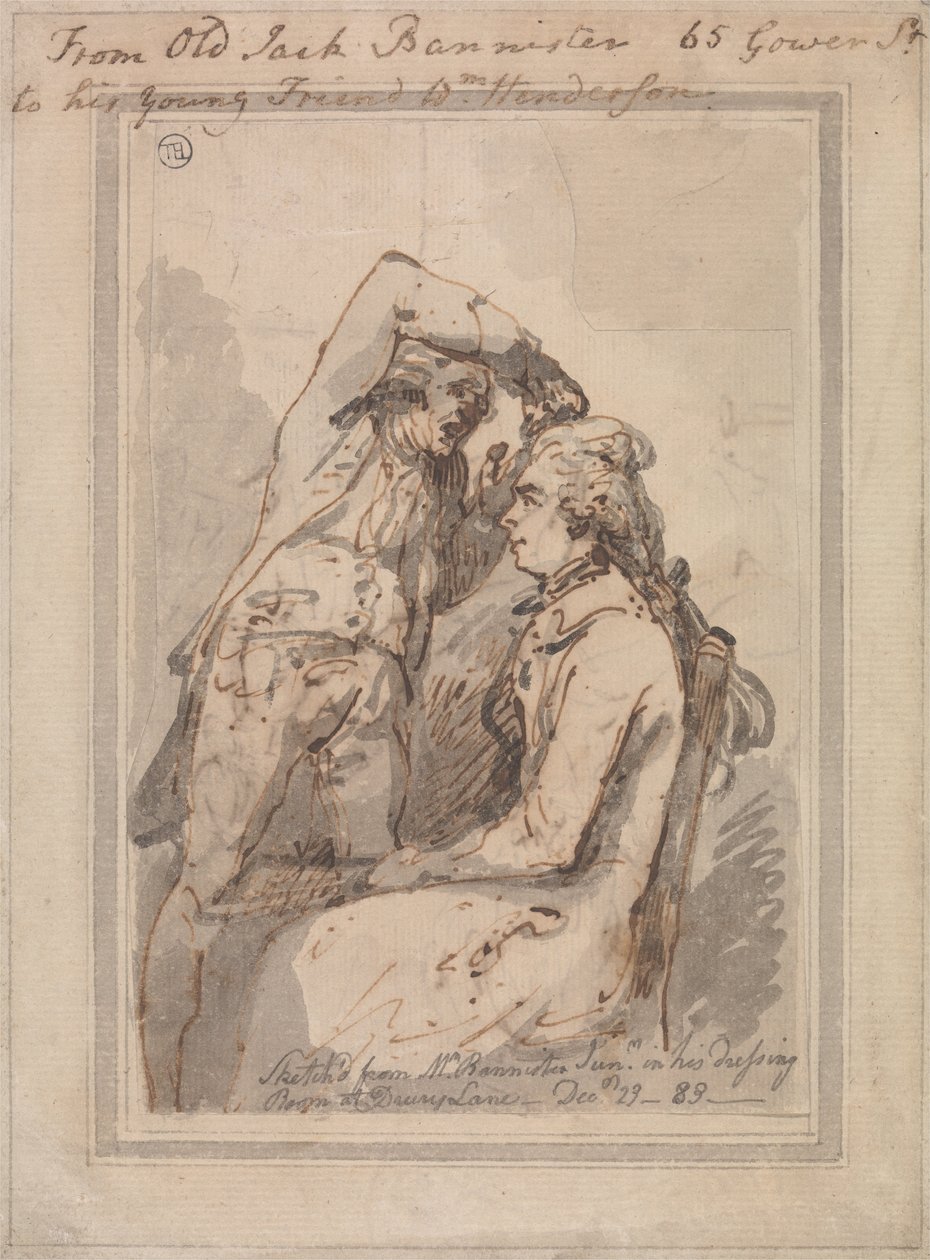Jack Bannister pukuhuoneessaan tekijältä Thomas Rowlandson