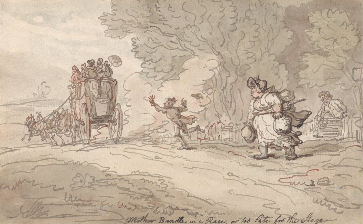 Äitipaketti raivoissaan tai liian myöhään lavalle tekijältä Thomas Rowlandson