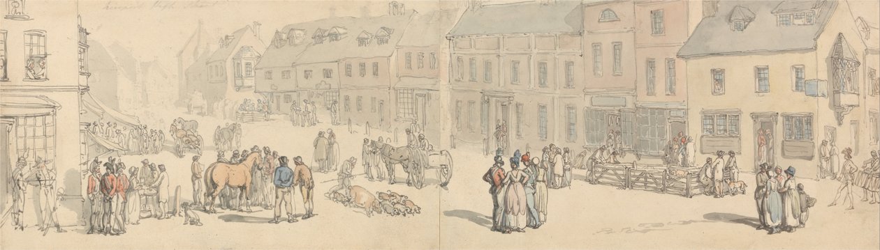 Newport High Street, Isle of Wight tekijältä Thomas Rowlandson