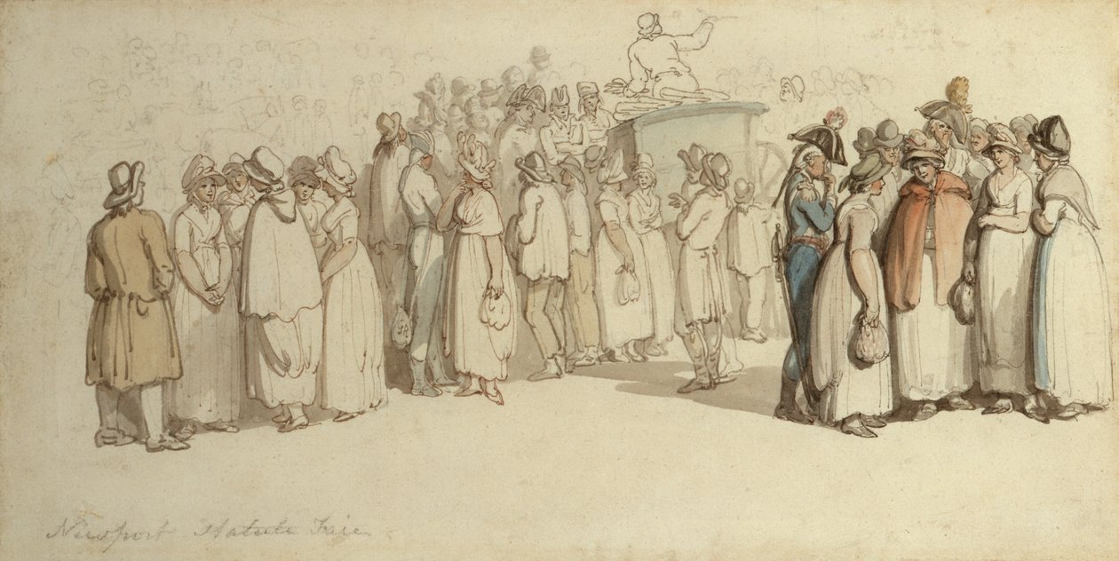 Newport Statute Fair (lyijykynä, kynä ja muste sekä wc paperille) tekijältä Thomas Rowlandson