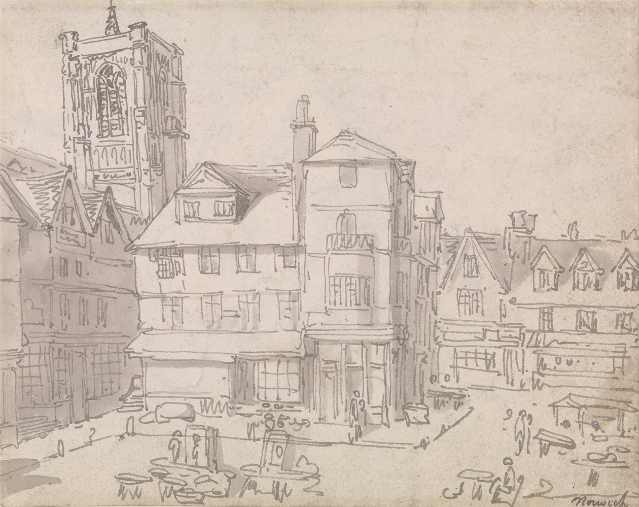 Norwichin markkinapaikka tekijältä Thomas Rowlandson