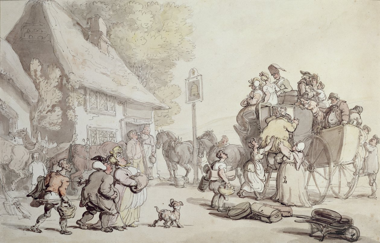 Majatalon ulkopuolella (wc paperilla) tekijältä Thomas Rowlandson