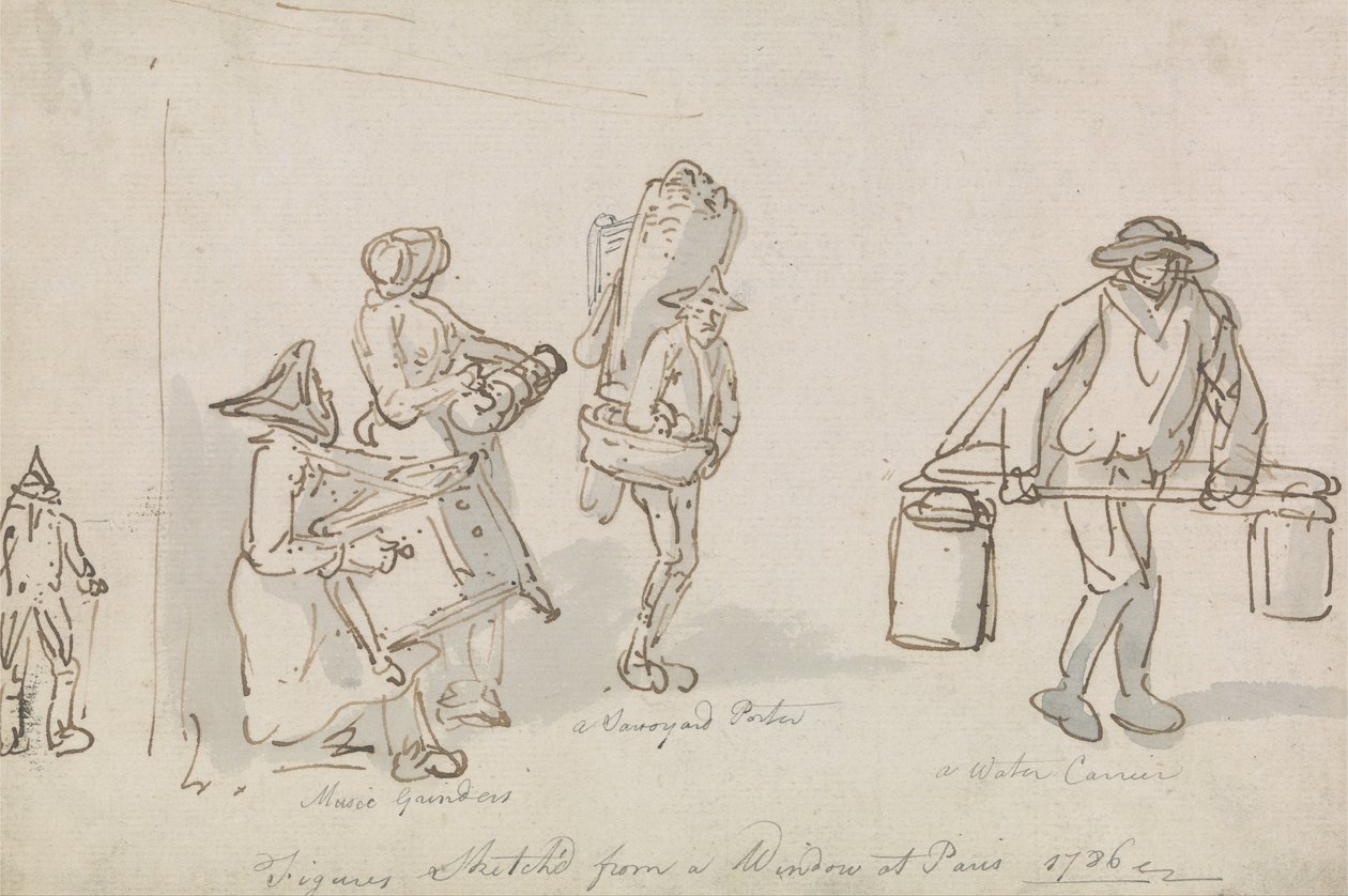 Pariisin kadun hahmot tekijältä Thomas Rowlandson