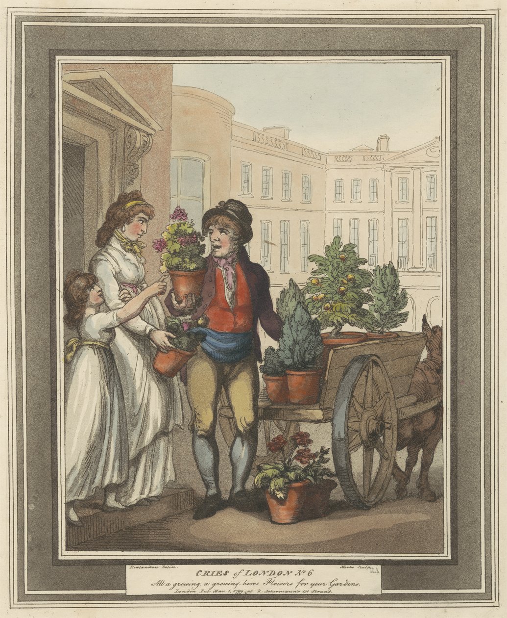 Levy 5 julkaisusta Cries of London, 1799 (käsinvärinen etsaus) tekijältä Thomas Rowlandson