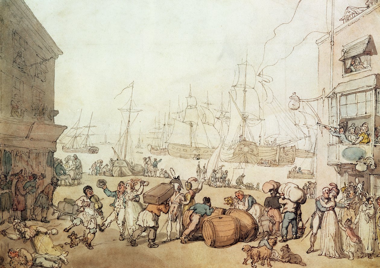 Portsmouth Point, 1811 (katso myös 3421) tekijältä Thomas Rowlandson