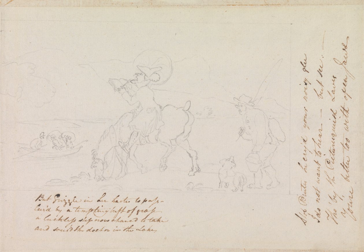 Valmisteleva luonnos tohtorin syntaksille Sketching the Lake tekijältä Thomas Rowlandson